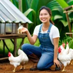 Home 11 축산업 관련 블로그 운영법 - **A heartwarming scene of a cheerful Thai female farmer, approximately 30-40 years old, wearing a mo...