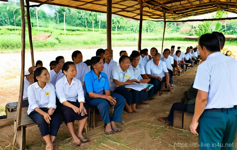 축산업 관련 블로그 운영법 - **A heartwarming scene of a cheerful Thai female farmer, approximately 30-40 years old, wearing a mo...