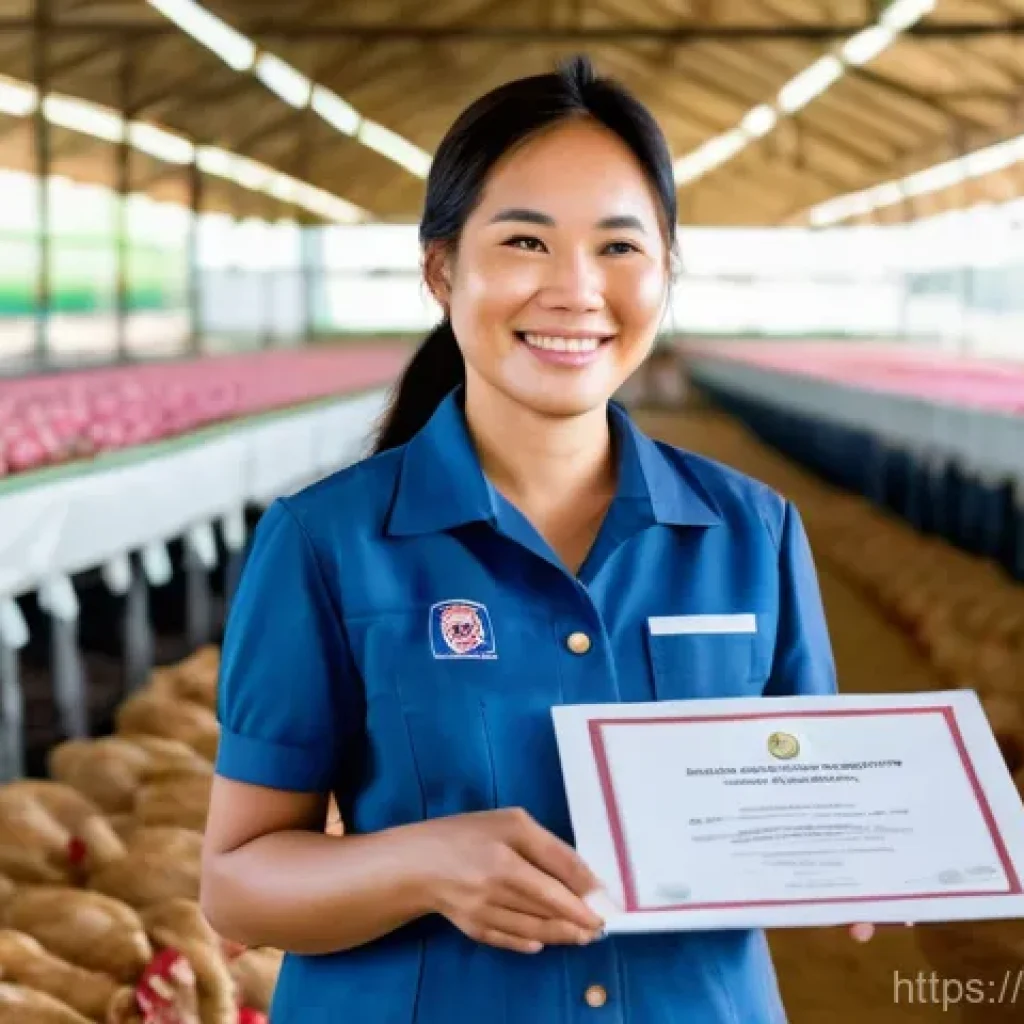 축산업 자격증 학습 자료 추천 - **Prompt:** A proud Thai livestock farmer, a woman in her late 30s, stands confidently in a well-mai...