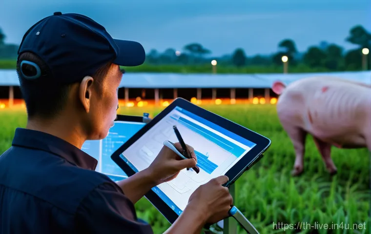 축산업 자격증 학습 자료 추천 - **Prompt:** A proud Thai livestock farmer, a woman in her late 30s, stands confidently in a well-mai...