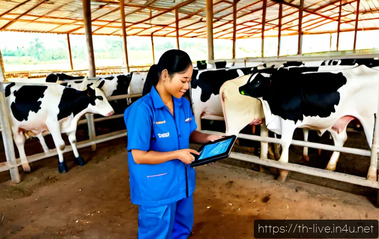 축산업 자격증 비전공자 성공 사례 - Photorealistic success story of a Thai career changer with no agricultural background, a confident a...